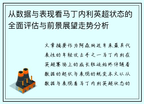 从数据与表现看马丁内利英超状态的全面评估与前景展望走势分析